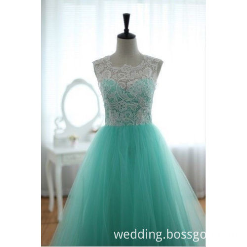 A-line Floor Length Wedding Dresses Tulle Wedding Dress 2015 Lace Bridal Gown